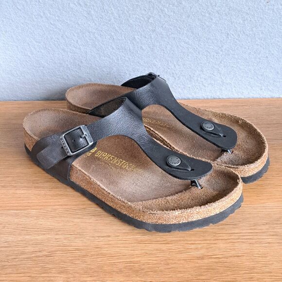 Birkenstock Women’s 38 US 7 Gizeh Thong Sandals Black Flat Summer Casual  Boho - Picture 1 of 11